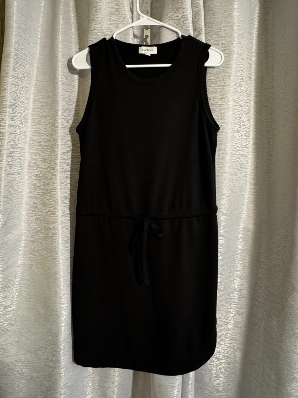 Evereve Black Sleeveless Dress Drawstring Waist Casual Tank Dress Size Small